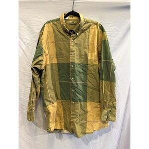 Roper Mens 3XT Plaid Western Button Down Shirt Green Yellow Long Sleeve 3-01-783